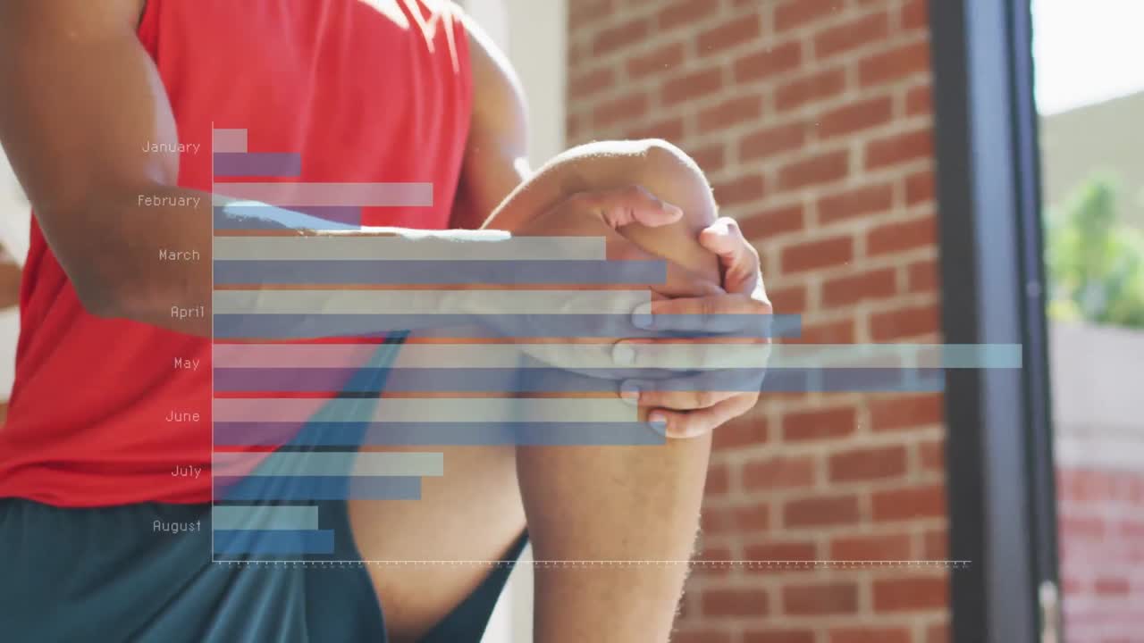 Animación de un gráfico sobre un hombre afroamericano haciendo ejercicio