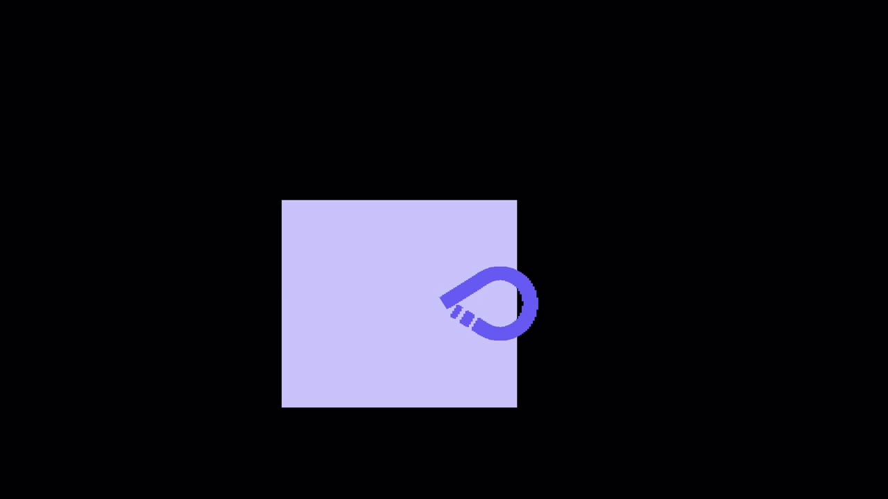Grafica animata minimalista di una linea curva viola su sfondo quadrato