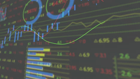 animatie van de beurs en gegevensverwerking op zwarte achtergrond