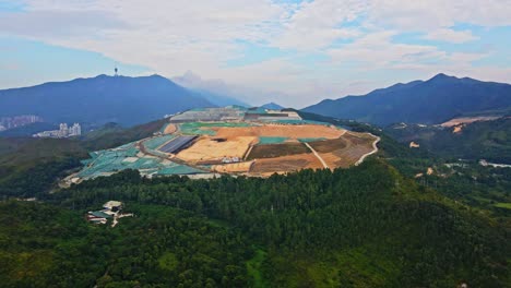 vista aérea del vertedero de nuevos territorios del noreste en hong kong