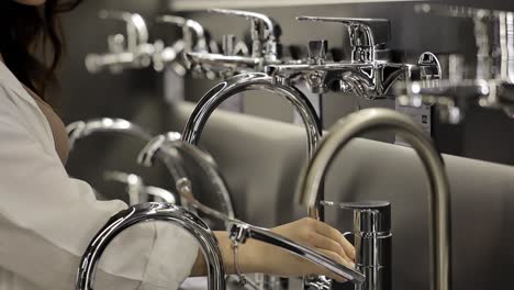 display of modern faucets