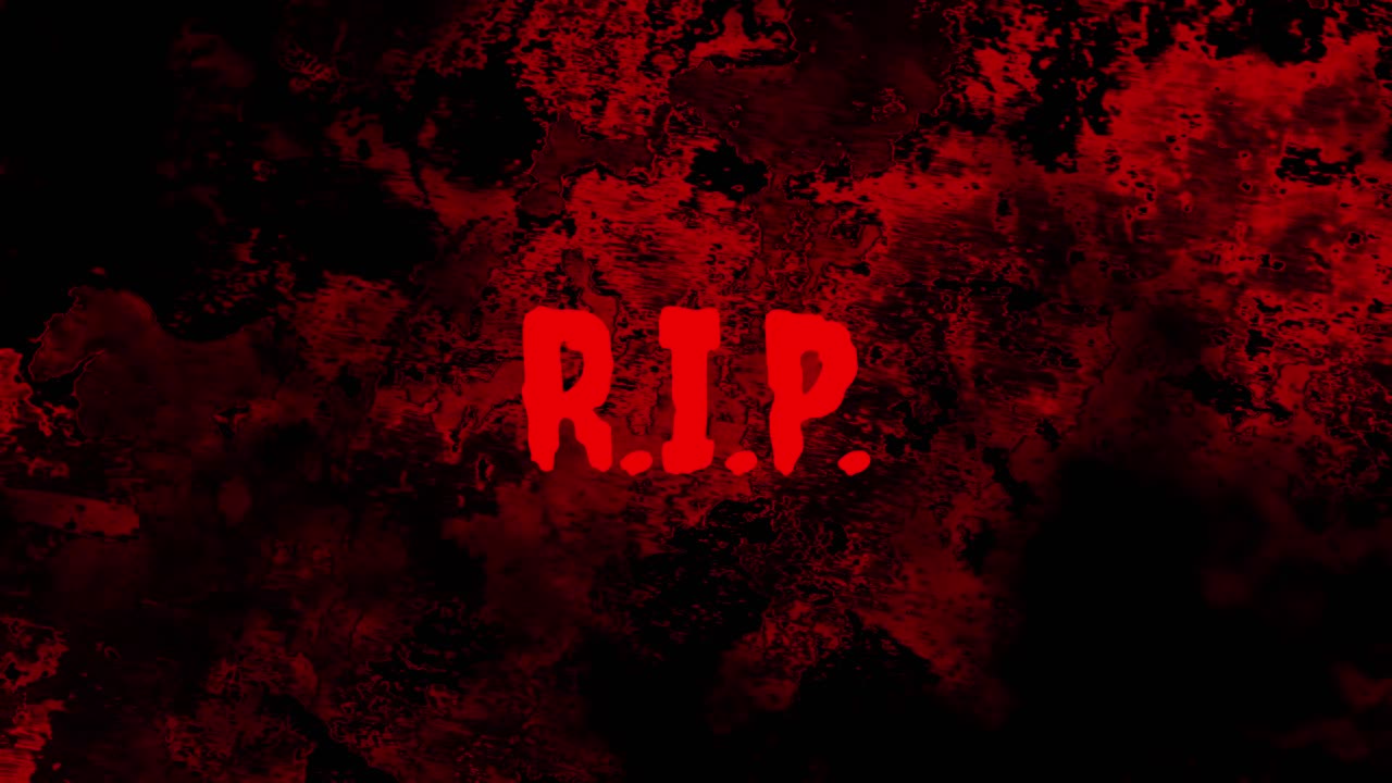 Animated R.I.P. Text on Dark Red Grunge Background