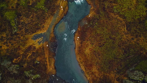 oxarafoss waterfall drone shot