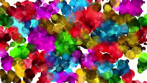 abstract multicolored painting animation of bubbles on white background