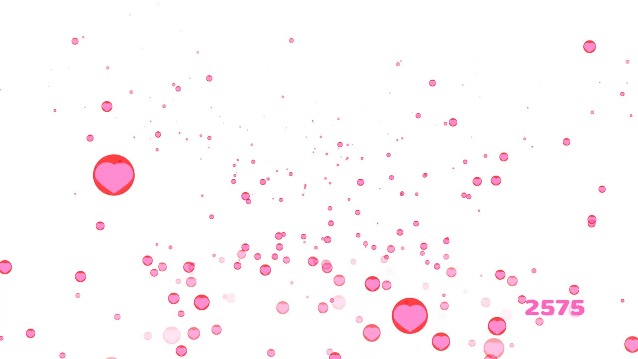 Chonburi, Thailand, Dec 30 2019, 9999 count text of hearts flying start soft and increase by times isolated background