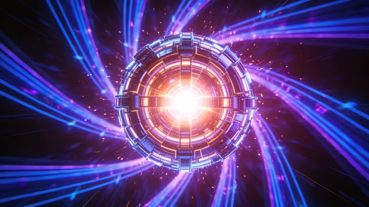Ricezione segnale, nucleo metallico che si alimenta, stabilizzazione nello spazio, emettendo nastri a spirale
