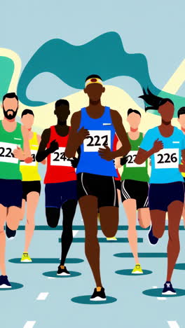 stylized depiction of runners in a race