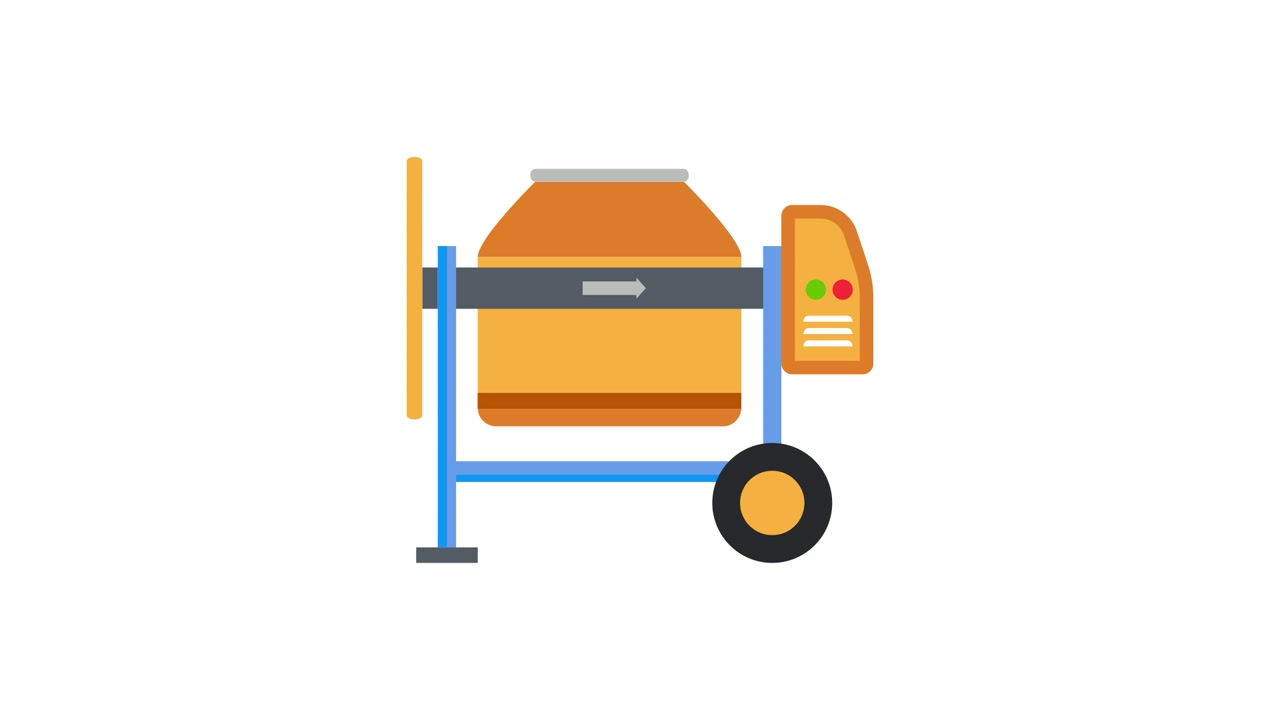 Animated Construction of a Cement Mixer Machine