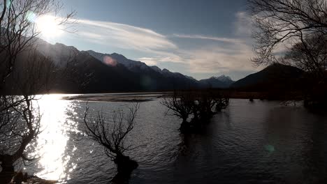 Glenorchy-Queenstown-Nueva-Zelanda-árboles-En-El-Lago-En-Invierno