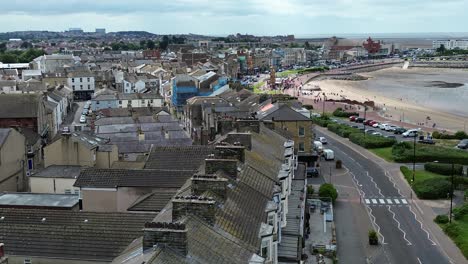 morecambe town seaside properties aerial view overlooking sunny waterfront promenade street