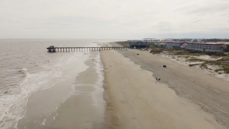 drone of an empty beach in tybee island