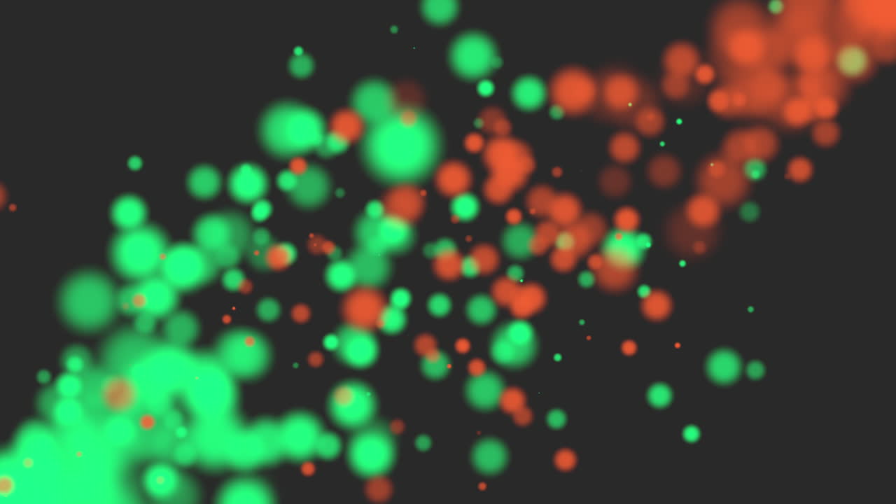 partículas redondas de colores voladoras con destellos en el gradiente negro de la moda