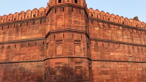 the exterior of the red fort in delhi, india
