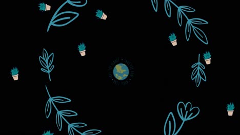 Animation-of-save-the-planet-text-over-plants-and-globe