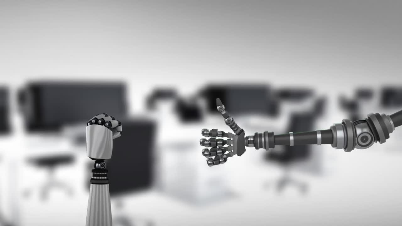 animazione di mani robotiche su uno sfondo sfocato