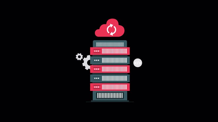 Animated Server Racks with Cloud Computing and Data Icons