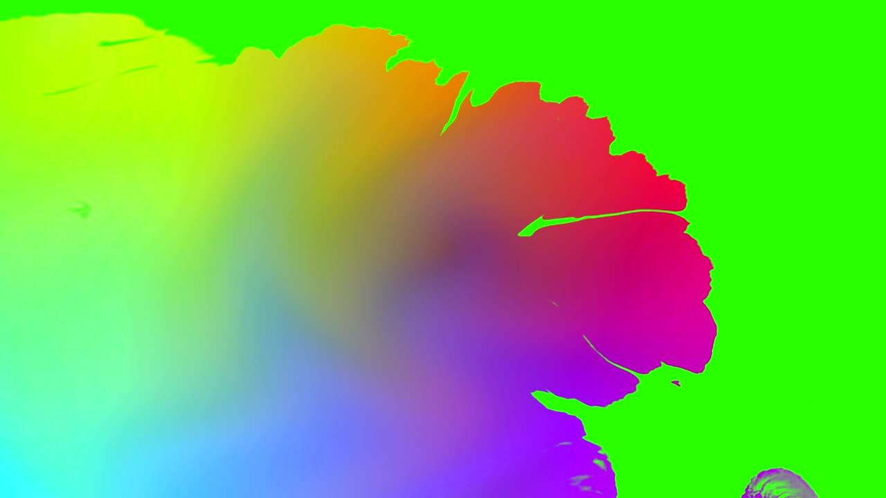 gradiente de varios colores abstracto salpicaduras de tinta pincel horizontal trazo transición de color en la clave de croma fondo de pantalla verde