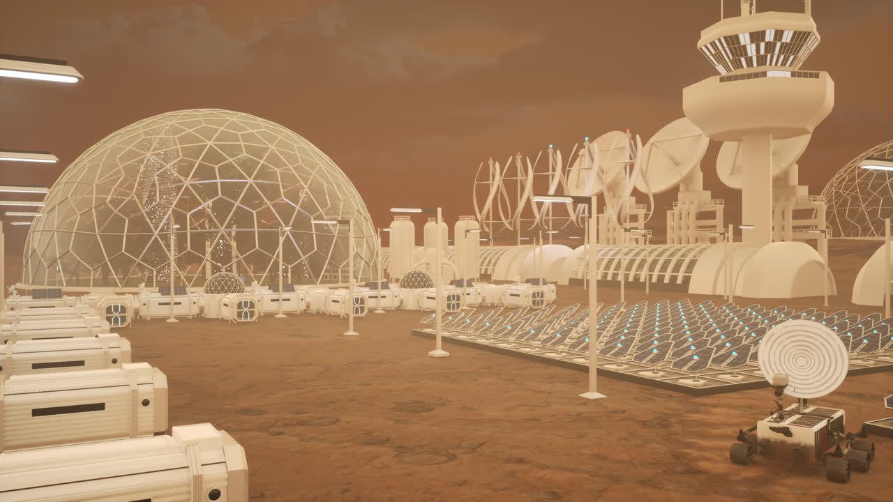Control towers on alien planet used for terraforming engineering project