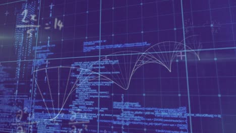 Animation of digital screen with biological data on navy background
