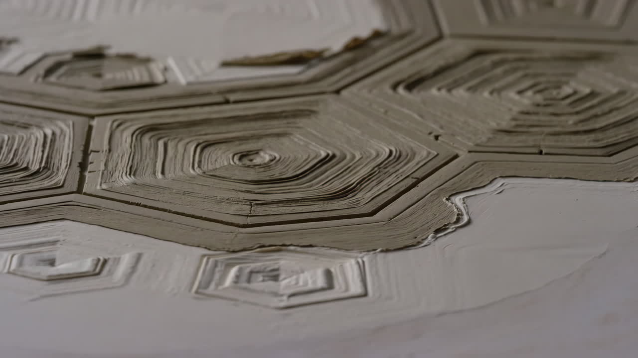 Abstract Concentric Hexagonal Relief Pattern