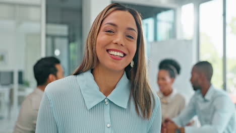 business, meeting and portrait of woman with smile