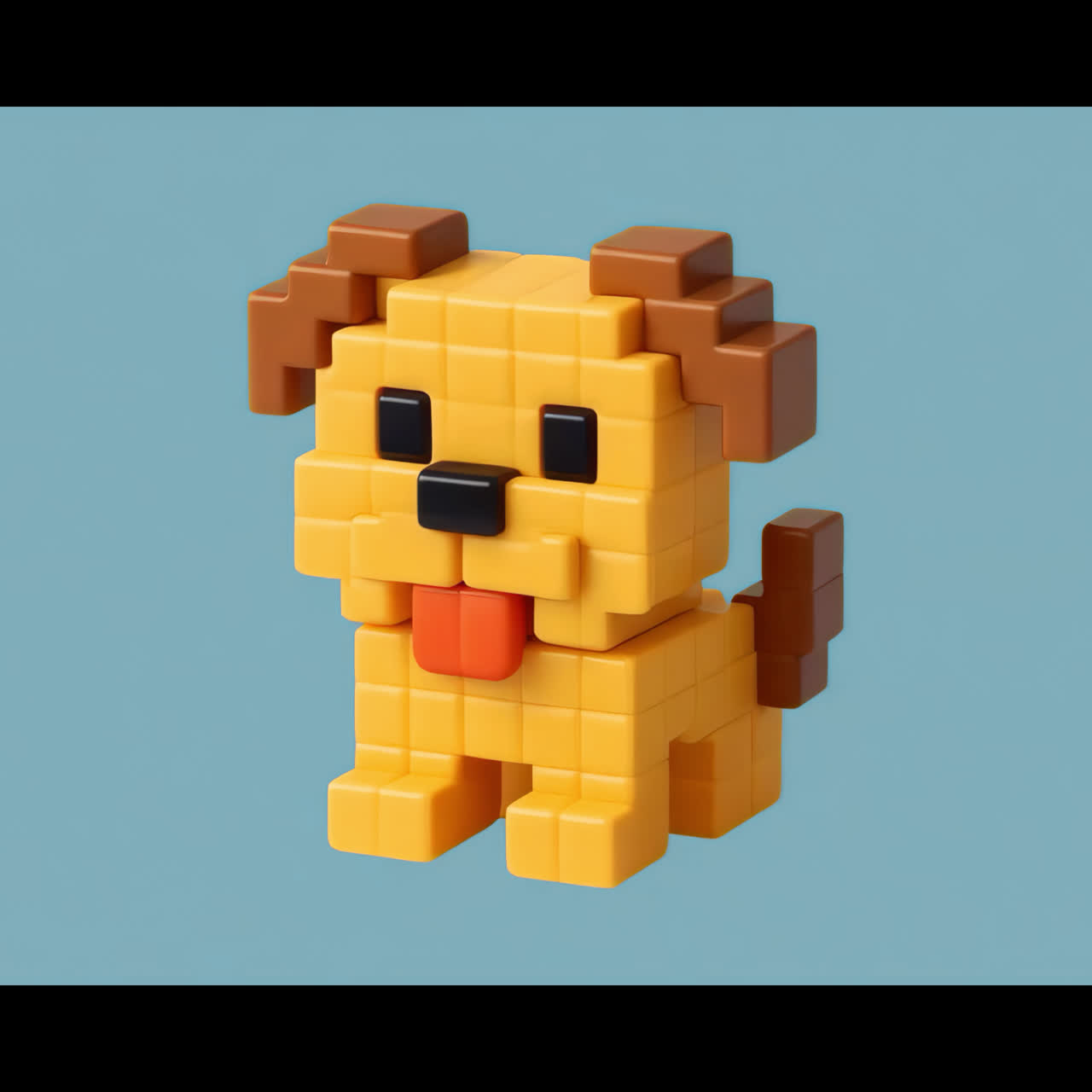 Cute pixelated dog toy animation isolated asset, transparent 4K video, alpha channel, ProRes 4444
