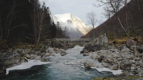 river creek in mountains during winter - static shot