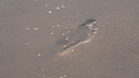 footprint on the sand with wave reaching it