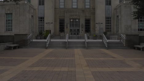 Pan-up-shot-revealing-Houston-City-Hall-building-2