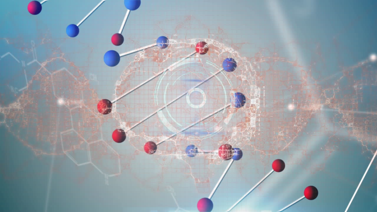 animación del cerebro digital y el escaneo de alcance sobre la cadena de adn