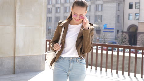 stylish woman in urban setting