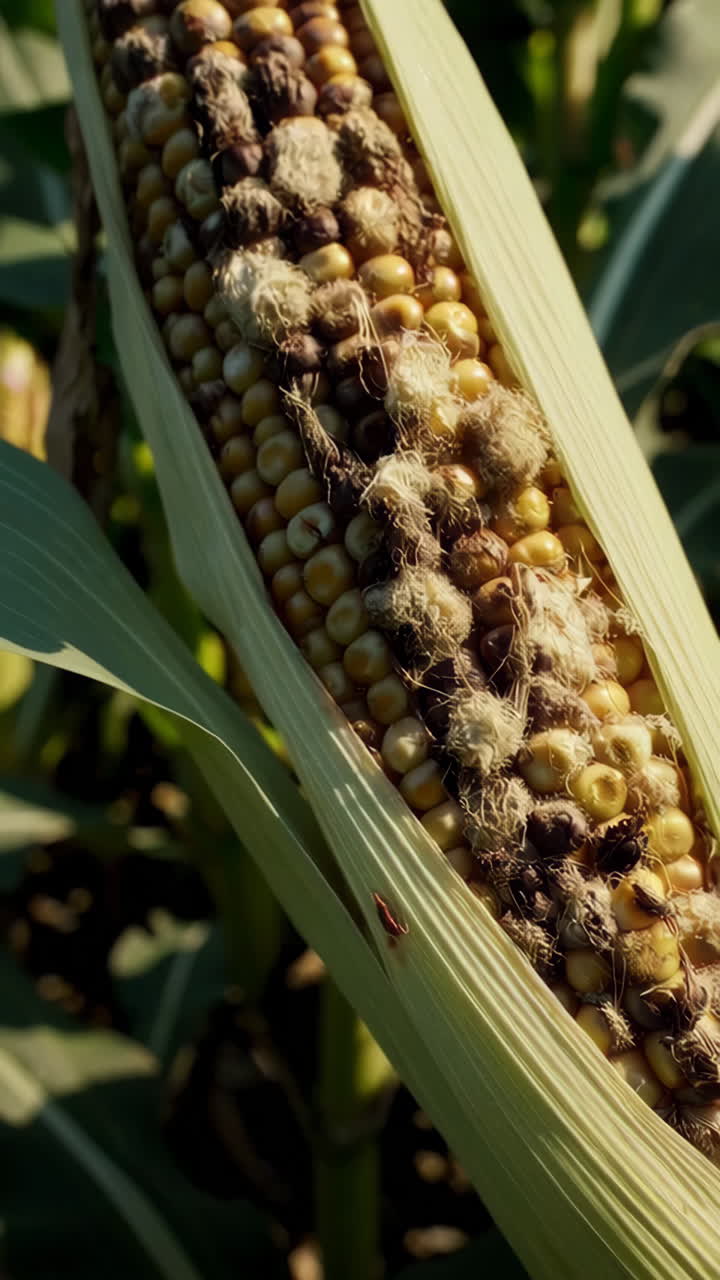 Damaged Corn Ear in a Field