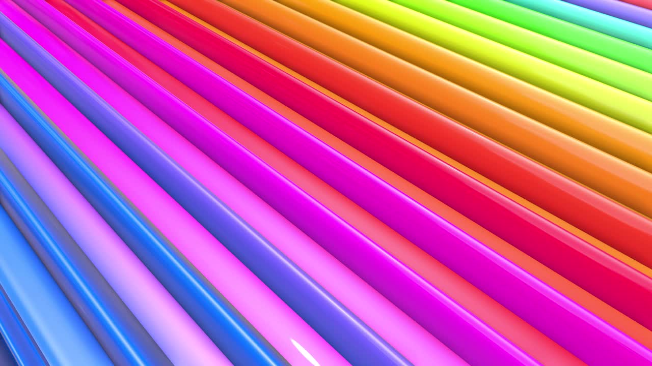 abstracto 3d sin costuras fondo brillante en 4k con cintas de arco iris. rayas multicolores arcoirís moverse cíclicamente en geometría simple estilo creativo de dibujos animados. animación suave en bucle. 6