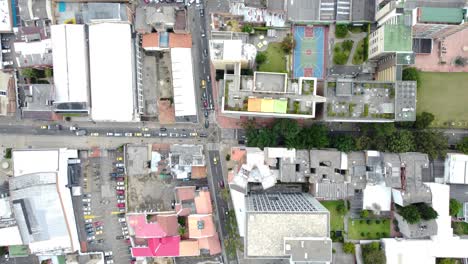 topshot view droneshot de las calles de la ciudad de bogotá desde arriba