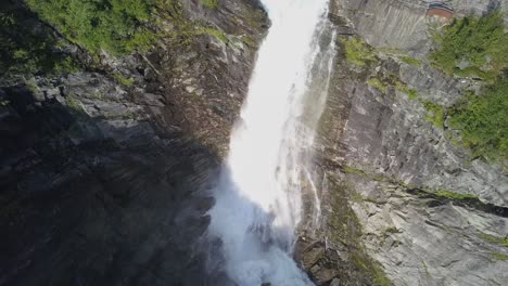 drone video from the videseter falls , ends with an overview of the vally above