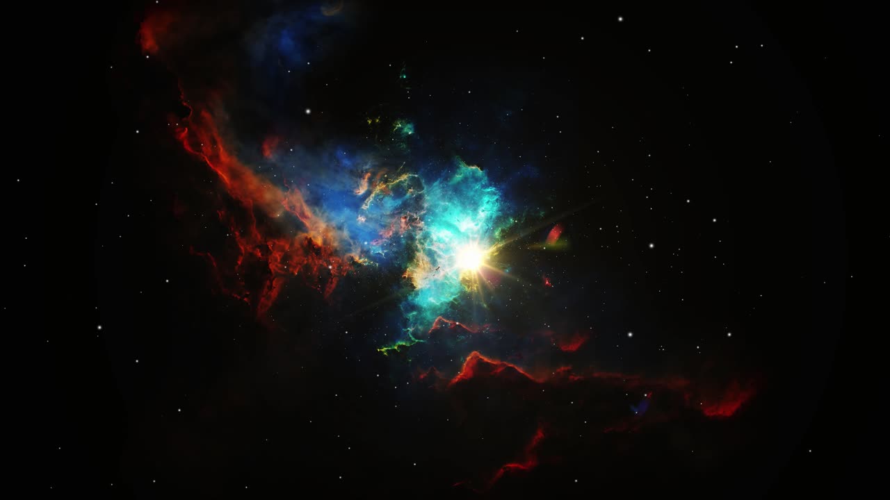 яркая звезда на фоне туманности в космосе