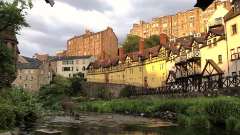 Sunny-afternoon-in-Dean-Village,-Edinburgh-Scotland