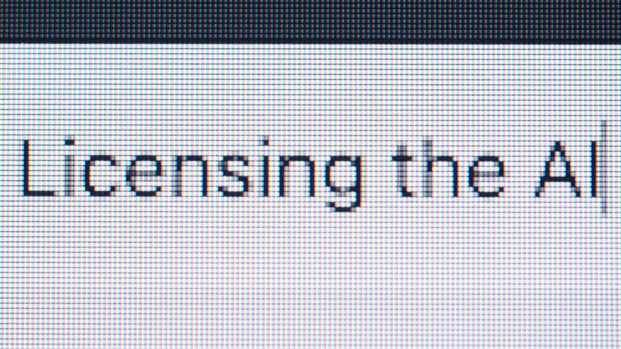 Licensing text on a screen