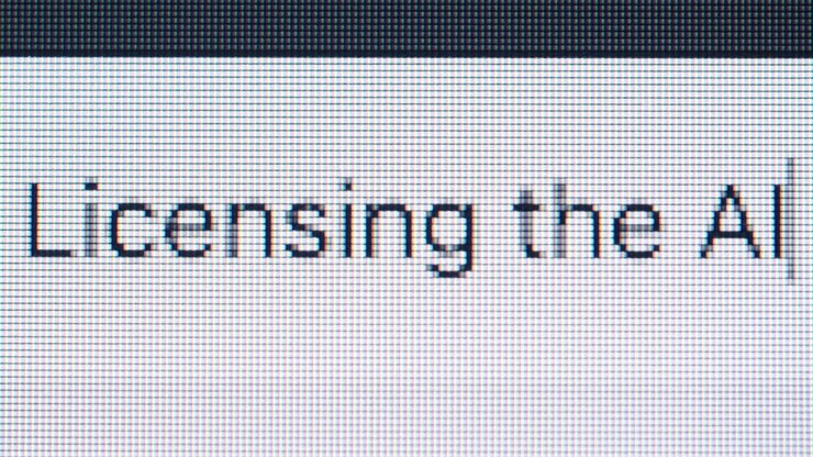 Licensing text on a screen