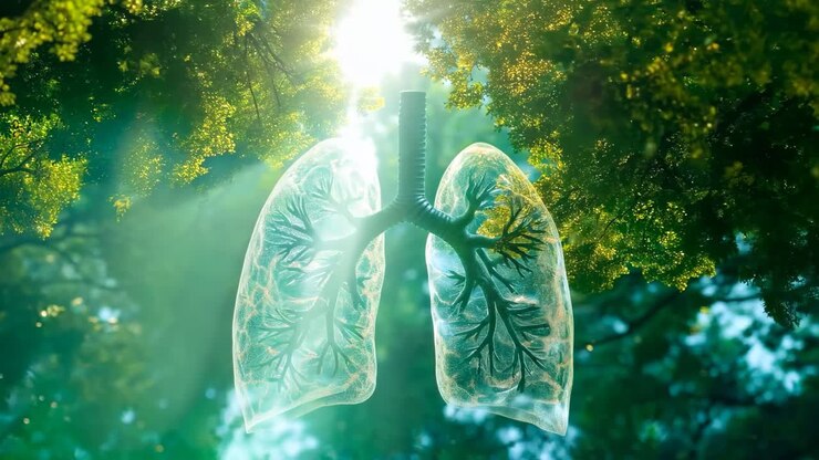 A pair of lungs in the middle of a forest