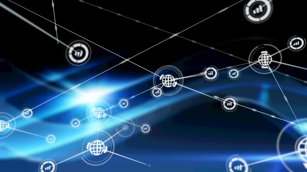 animación de la red de conexiones sobre fondo negro