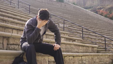 depressed young man worried and stressed.