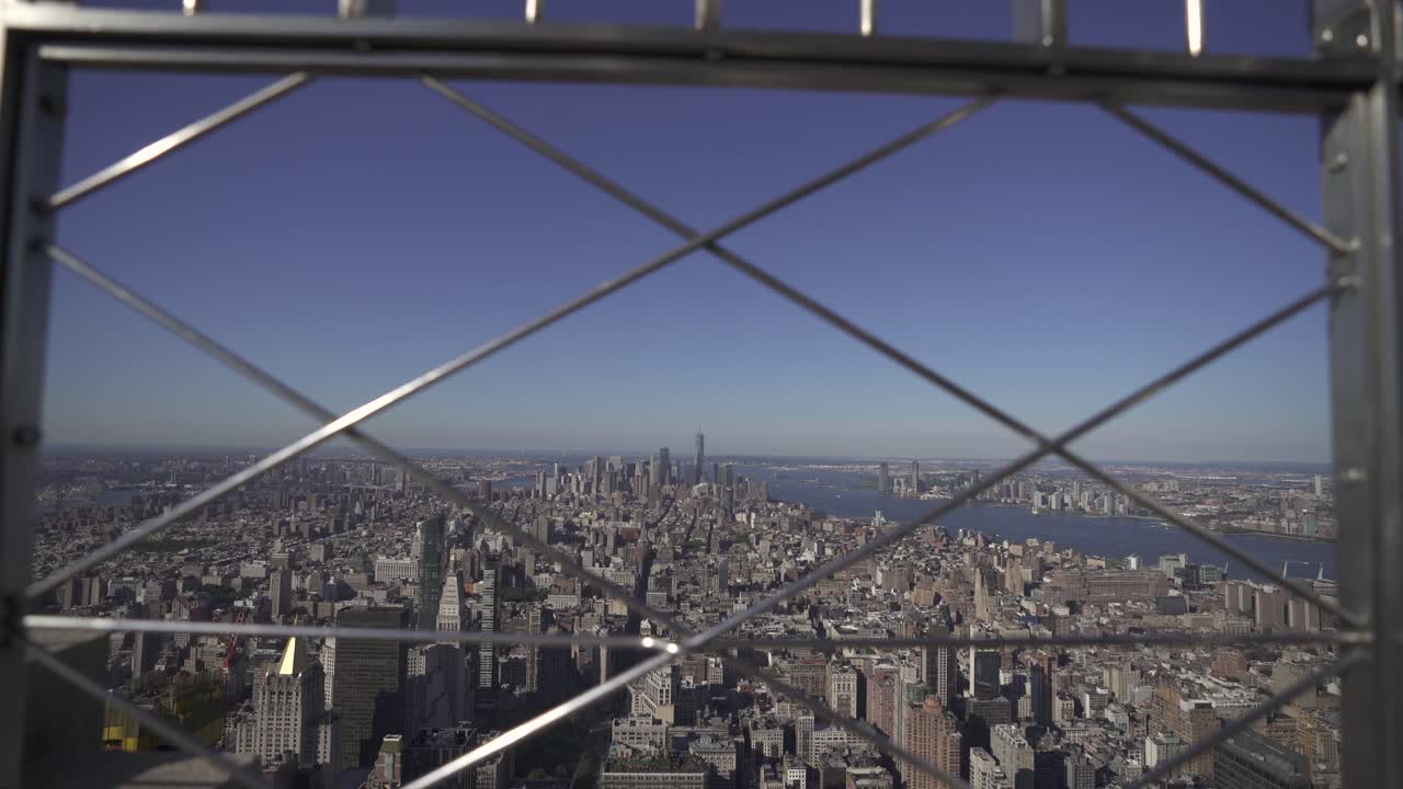 POV Looking Through Fence Empire State Building NYC 4k
