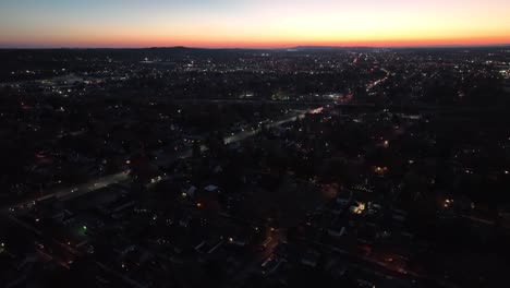 urban sprawl of american city during sunset