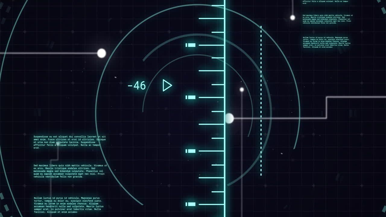 어두운 배경에서 디지털 데이터 처리 및 범위의 애니메이션