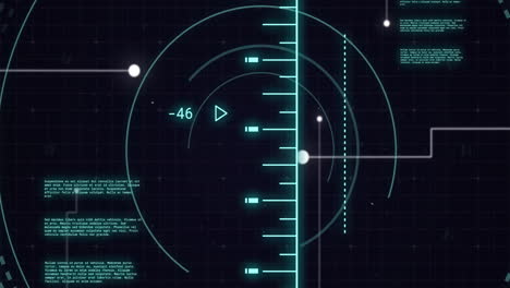 animación del procesamiento de datos digitales y el alcance sobre un fondo oscuro