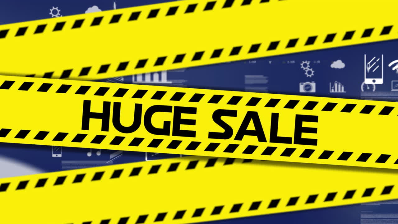 데이터 처리에 대한 거대한 판매 텍스트의 애니메이션