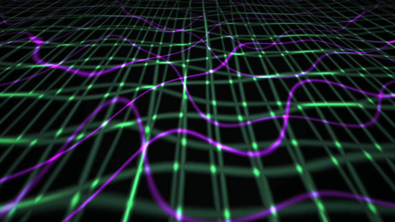 Abstract Neon Grid Wave Motion Background