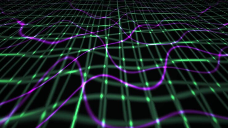 Abstract Neon Grid Wave Motion Background