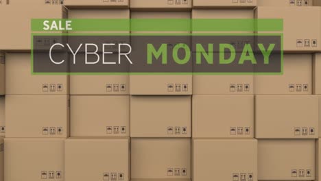 Animation-Des-Cyber-Monday-Verkaufstextes-über-Kartons